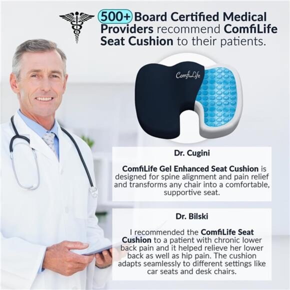 Gel Memory Foam Seat Cushion Tailbone Coccyx Pillow Office Chair Car Back Pain - Picture 3 of 7